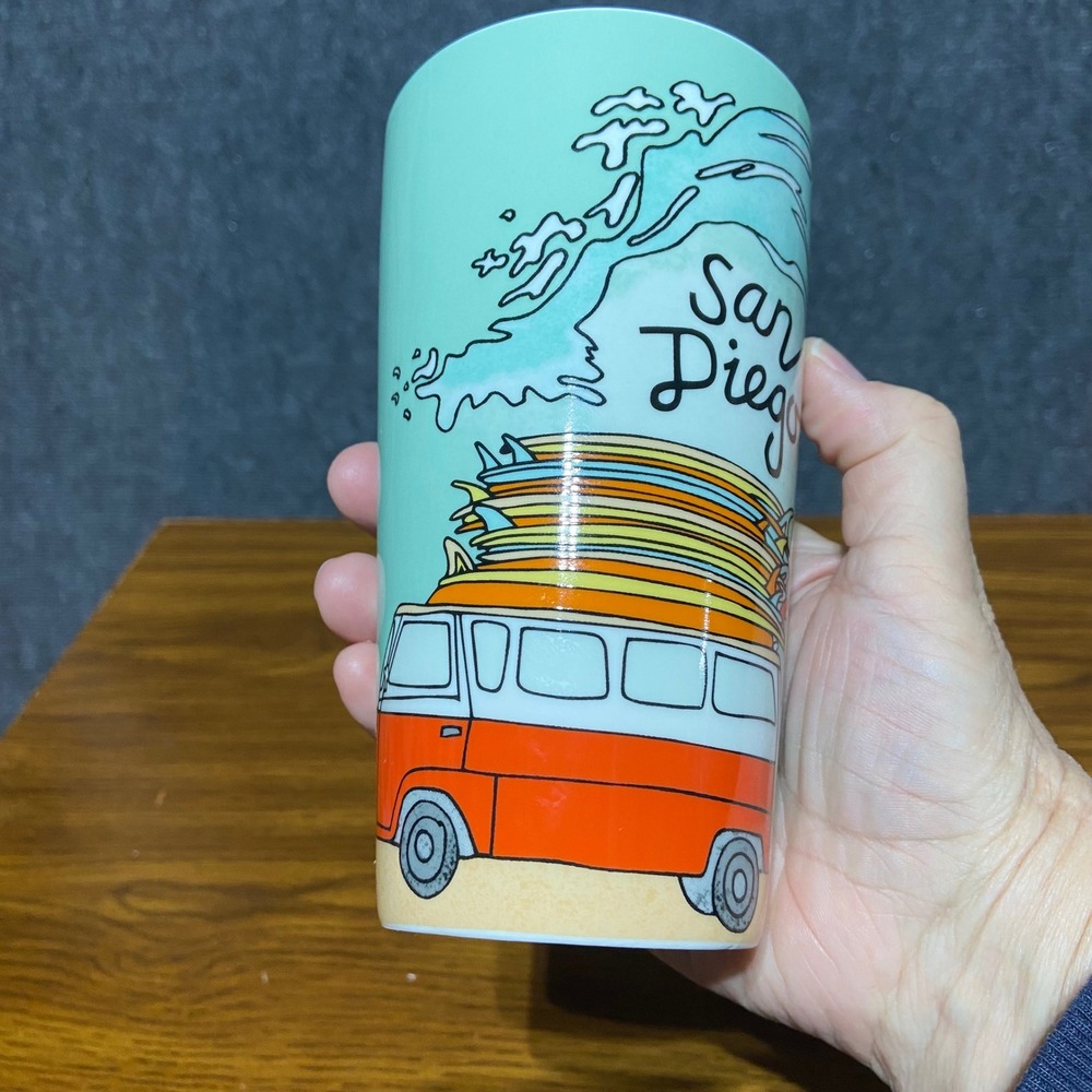 Starbucks San Diego VW Bus 12oz Ceramic Tumbler and Matching Card Pouch Set NEW - Picture 8 of 13